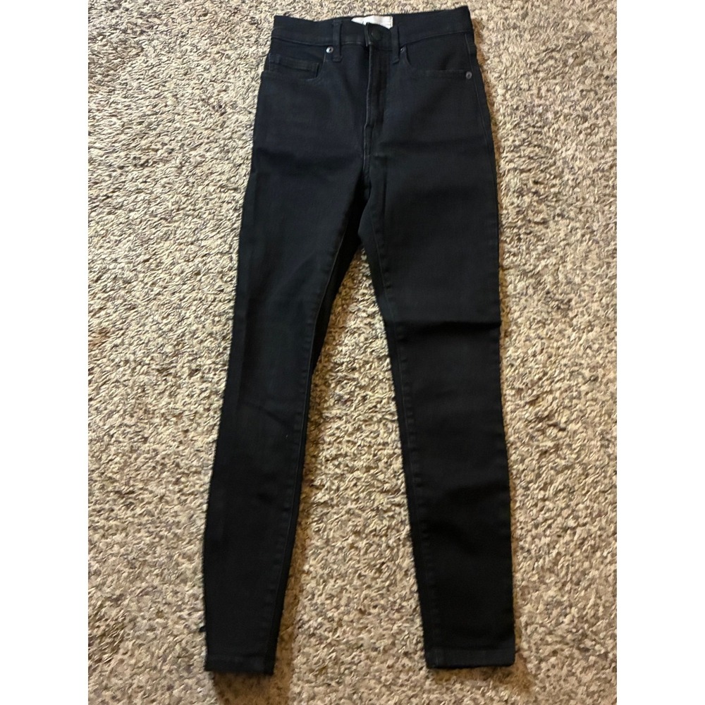 Everlane The High Rise Skinny Jean Black Denim Womens Size 24 Ankle High Waisted